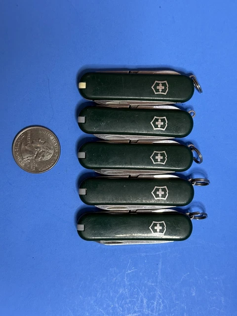 LOT OF 5 Victorinox 58mm Classic Swiss Army Knives - Green With Logos ...