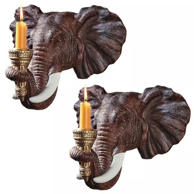 Design Toscano Elephant Wall Sconce: Set of Two