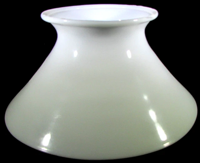 Antique 8 1/8" Opal White Glass Slant Lamp Shade with Rolled & Flared Top Rim