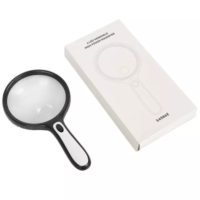 Extra Large Magnifying Glass Magnifier Handheld W/ 4 Light 3x 6x Magnification