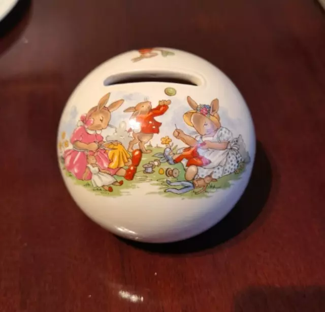 Royal Doulton Bunnykins Money Ball Coin Bank - Money Box Vintage TABLEWEAR