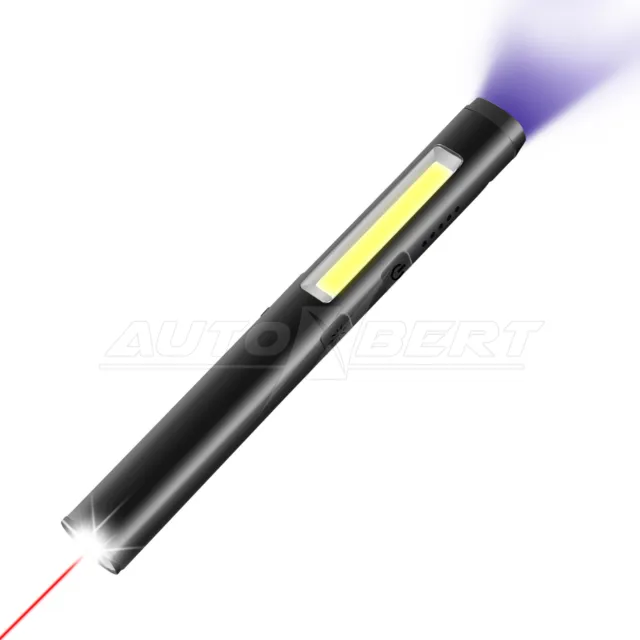 Magnetisch aufladbare 450 Lumen LED COB Taschenlampe mit UV - LED und Laser