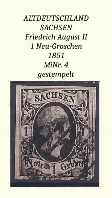Altdeutschland Sachsen MiNr. 4 gestempelt, schöne Marke