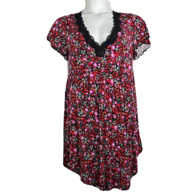 Torrid Womens Super Soft Floral Sleep Nightgown Dress Size Large Lace Trim