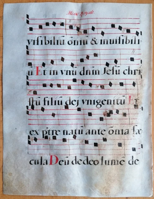 Original Blatt Manuskript Antiphonarium Pergament Folio (W) - 1550