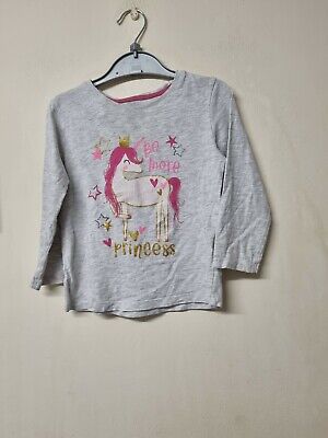 girls grey long sleeved unicorn t-shirt top age 2-3 yrs  by Matalan