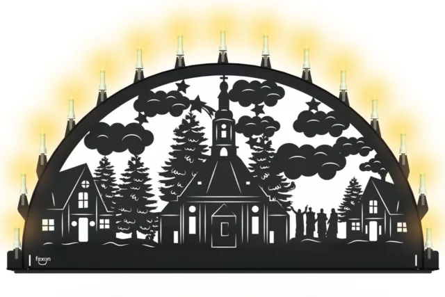 Außen-Schwibbogen Lichterbogen 150cm Erzgebirge Seiffener Kirche Metall Rostfrei