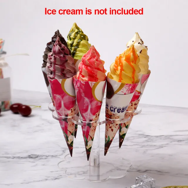 Reusable Holes Detachable Transparent Acrylic Ice Cream Cone Holder Party DIY