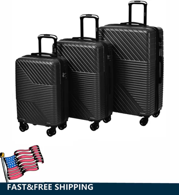 Luggage 3 Piece Sets Business Suitcase Hard Shell Expandable w/Spinner Wheels