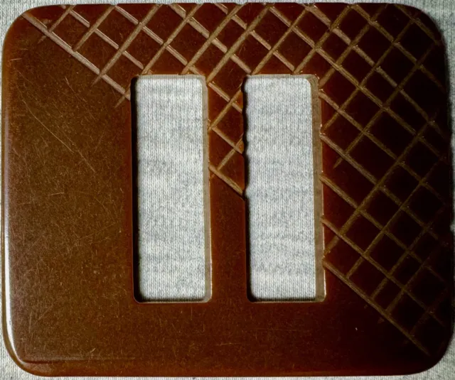 Vintage Carved Bakelite Belt Buckle - Brown - 3" x 2.5" - Very Good Condition