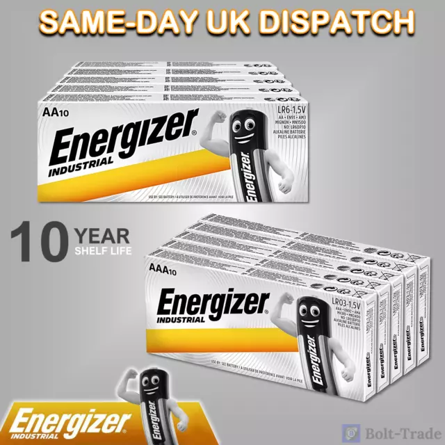 Energizer Industrial Aa & Aaa Alkaline Batteries Lr03 Lr6 Expiry 2032