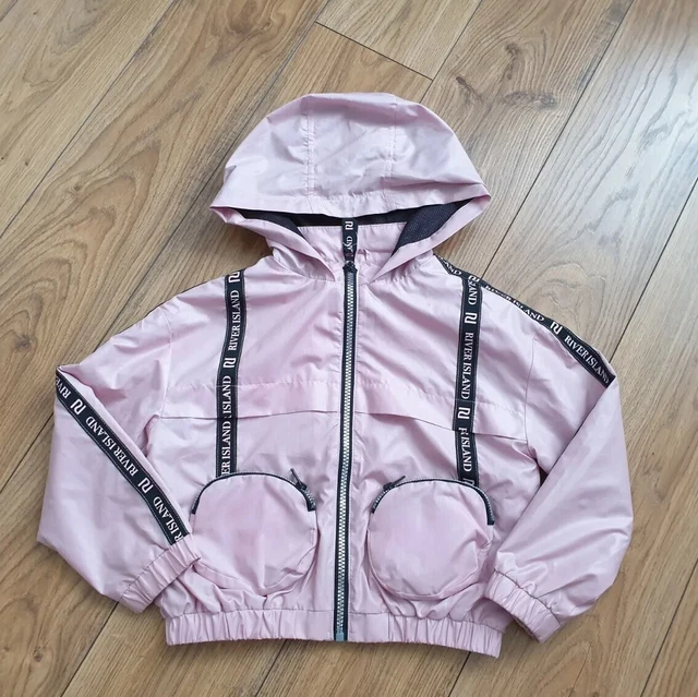 River Island Girls Pearly Pink Lightweight Bomber Jacket Coat 4-5 Years