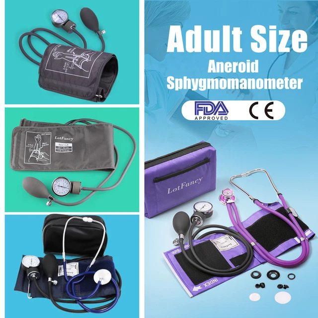 Aneroid Sphygmomanometer Stethoscope Manual Blood Pressure BP Cuff Gauge Machine