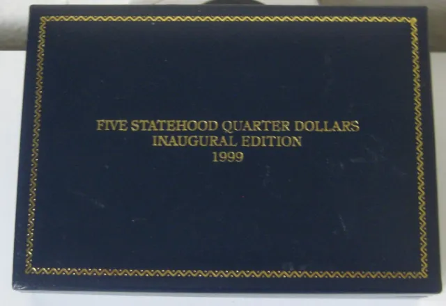 5 Statehood Gold Plated Quarter Dollars Inaugural Edition 1999 (Boxed).