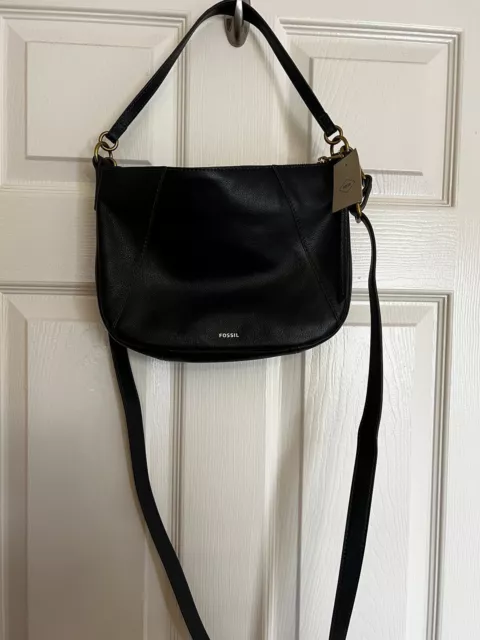 Fossil Skylar Crossbody Shoulder Bag Black Leather NWT