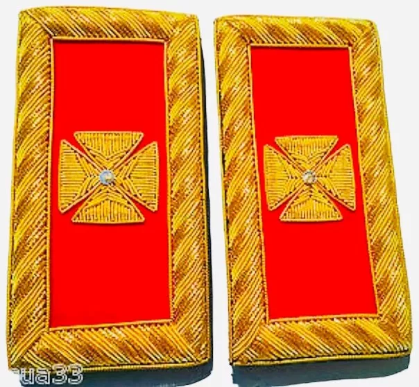 Knight Templar Grand Commandery  Shoulder Straps Golden Bullion 09