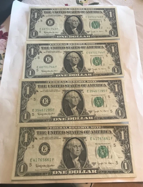 (8)  higher grade, $1. 1963-b Joseph Barr, Federal reserve note , VF / XF 2