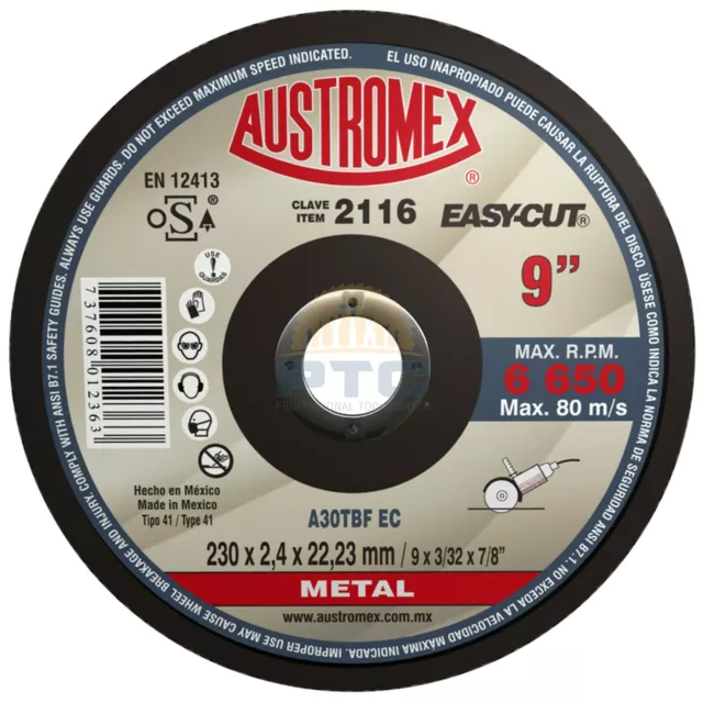 Austromex 2116 METAL CUTTING DISC 9 X 3/32 "EASYCUT