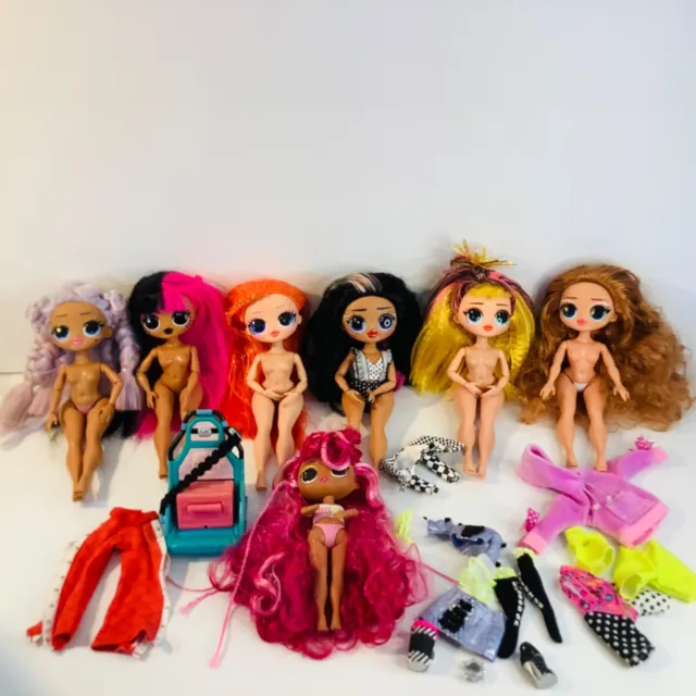 LOL Surprise OMG Dolls Bulk Lot  x7 and Car Seat LOOSE SOME CLOTHES NOT COMPLETE
