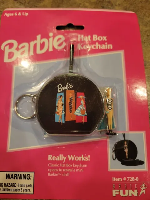 Official Barbie Hat Box Keychain! 1999 Sealed in package