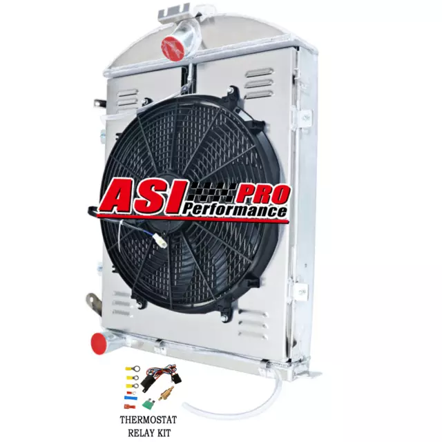 4-Row Radiator Shroud&Fan Fits 1930 1931 Ford Model AA Double A Heavy Duty 3.3L