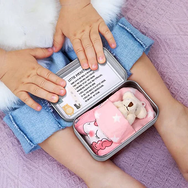 Pocket Tiny Teddys Bear in a Tin Box Stuffed Doll Plush Toy Kids Christmas Gifts