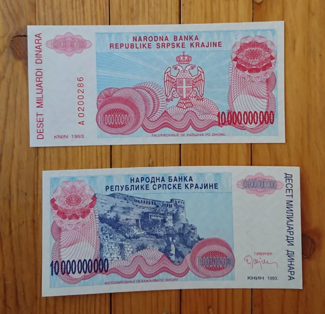 Croatia - Serbian Krajina 10 Billion Dinara, 1993, P-R28, UNC
