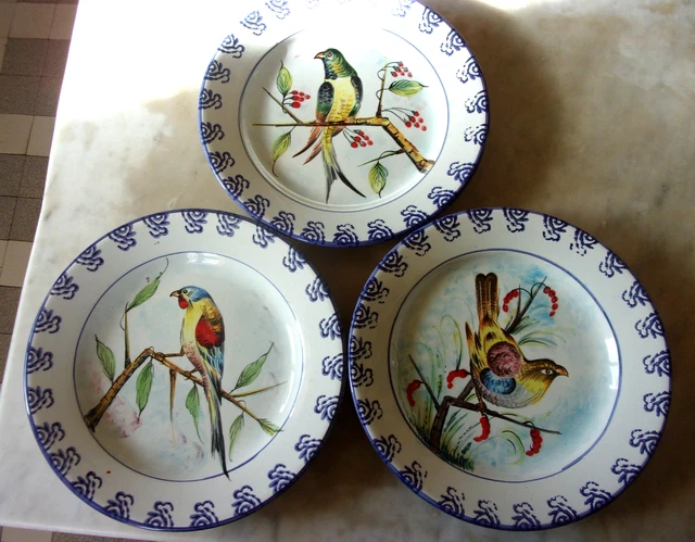 Ensemble de 3 moules à gelée en céramique peints à la main Bassano Italie, motif fruits, faïence italienne, fabriqué en Italie PC2787 - France