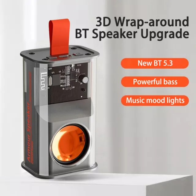 Transparent Mecha Mini Wireless Bluetooth 5.0 TWS Speaker Bass Portable Speaker