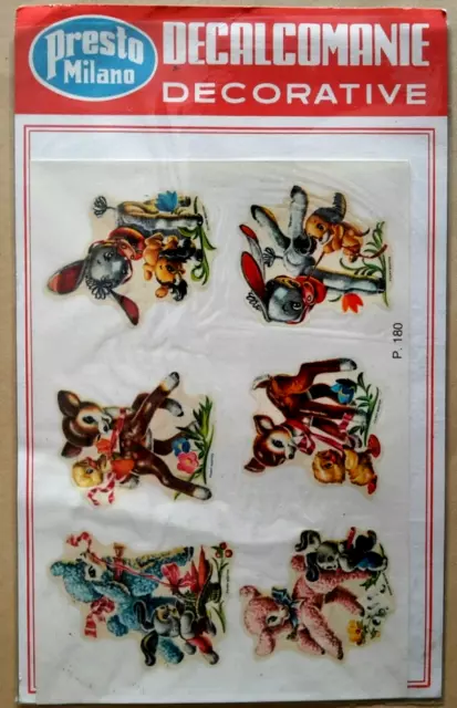 Décalcomanie ancien vintage Bambi, moutons ,  Presto milano