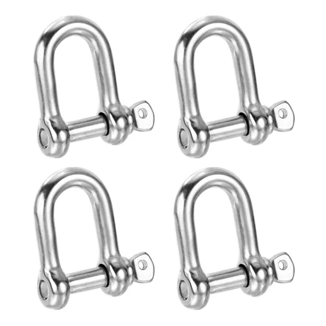 Screw Pin Shackle M6 1/4" 440lbs, 4 Pack 304 Stainless Steel D Shackle, Silver