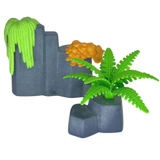 Pièces Détachées Playmobil 70342 - Végétaux Avec Rocher - Pour Décor De Zoo - Occasion