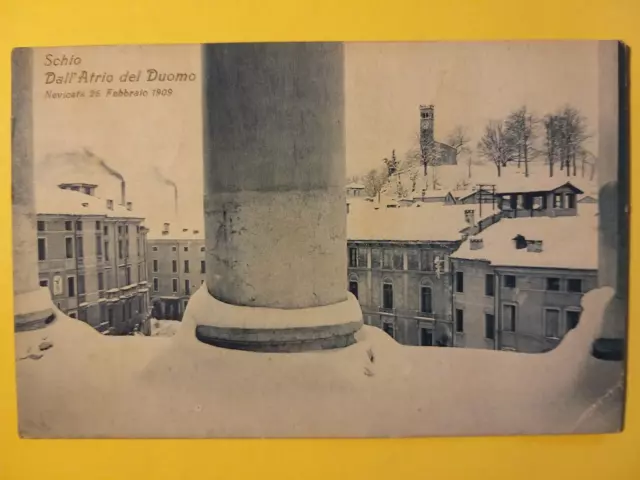 Schio (Vicenza). Veduta dall'Atrio del Duomo (nevicata del 26/2/1909).