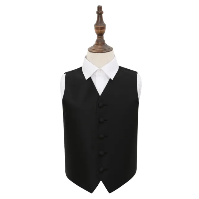 Black Woven Plain Solid Check Boys Waistcoat Wedding Suit Vest All Sizes by DQT