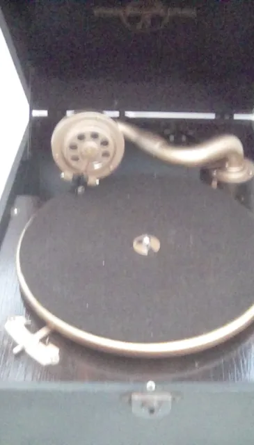 An Old Columbia Portable Gramophone With Gilt Fittings