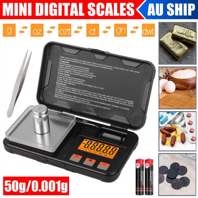 50g/0.001g Electronic Digital Pocket Scales Gold Jewellery Weighing Scales Gram