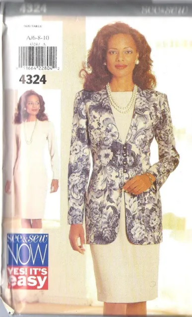 4324 UNCUT Vintage Butterick SEWING Pattern Misses Loose Jacket Dress Very Easy