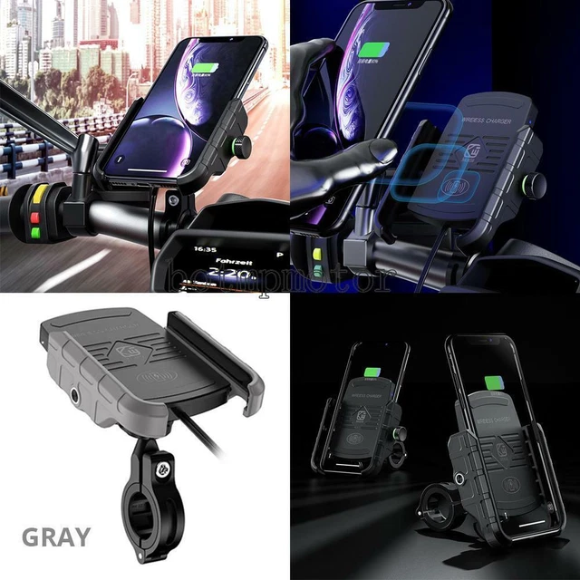 Gray Motorcycle Bike Phone Holder  Wireless Charger for Harley-Davidson Touring