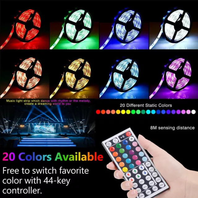 1m-30m Set 5050 RGB LED Strip Streifen Band Leiste Lichterkette Partylicht 3