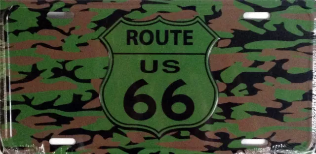Route 66 Camouflage Novelty 6" x 12" Embossed Metal License Plate Sign