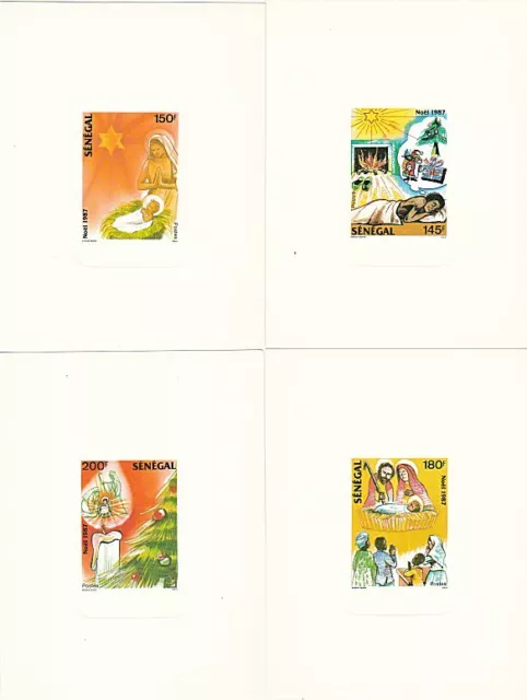 SENEGAL 1987 Christmas set of 4 deluxe die proofs on glazed card...........54937