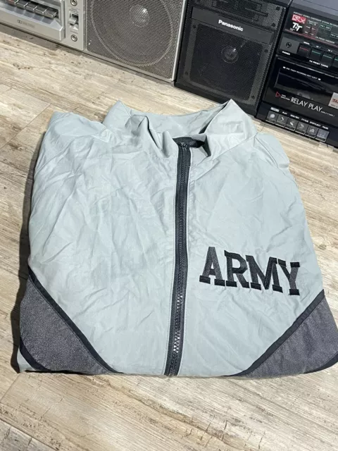 US Army PT Physical Fitness IPFU Uniform Jacket Gray LARGE REGULAR Good Cond