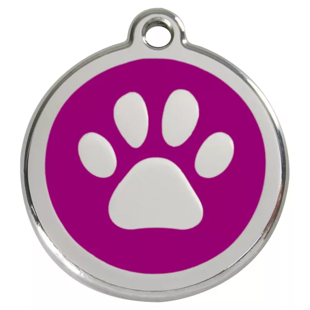 RedDingo Médaille pour Chiens Individuelle Gravure Empreinte de Pattes Violet,