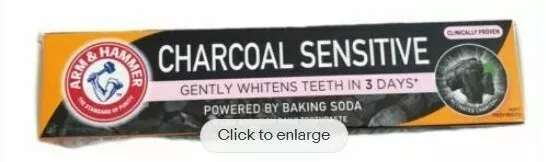 Pasta dental blanqueadora sensible al carbón Arm & Hammer con bicarbonato de sodio vegano Reino Unido