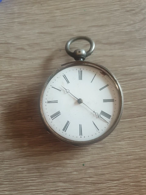 Montre Gousset Ancienne (années 1900) - Pour Pièces Uniquement, Balancier Cassé, Argenté