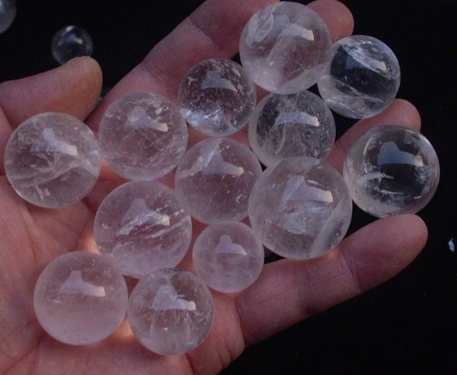 100 NATURAL CLEAR WHITE QUARTZ CRYSTAL SPHERES BALLS HEALING 20-30mm