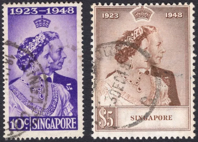 SINGAPORE-1948 Royal Silver Wedding Set Sg 31-32 GOOD USED