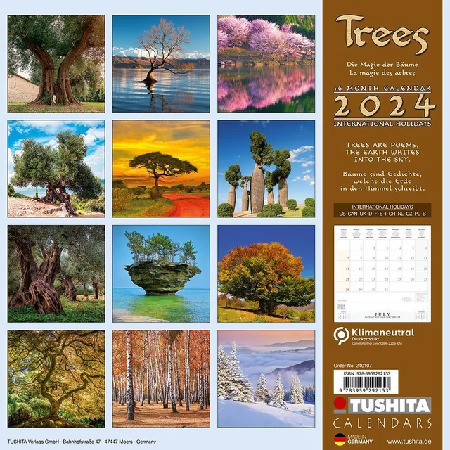 TREES 2024 KALENDER 2024 Kalender Mindful editions 28 S. Englisch 2024