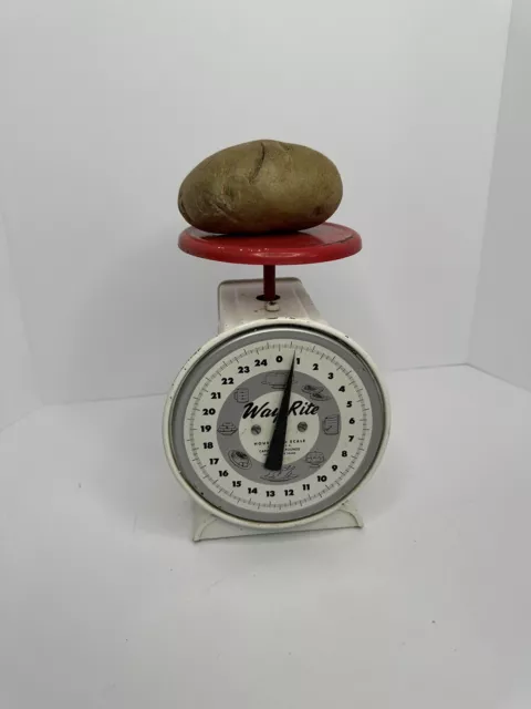 Vintage Way Rite 25lb Farmhouse Rustic Kitchen Decor Metal Antique Food Scale