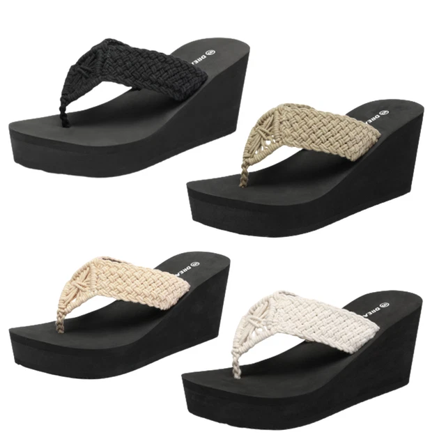 Womens Platform Flip Flop Arch Support Comfortable Summer Wedge Thong Sandals